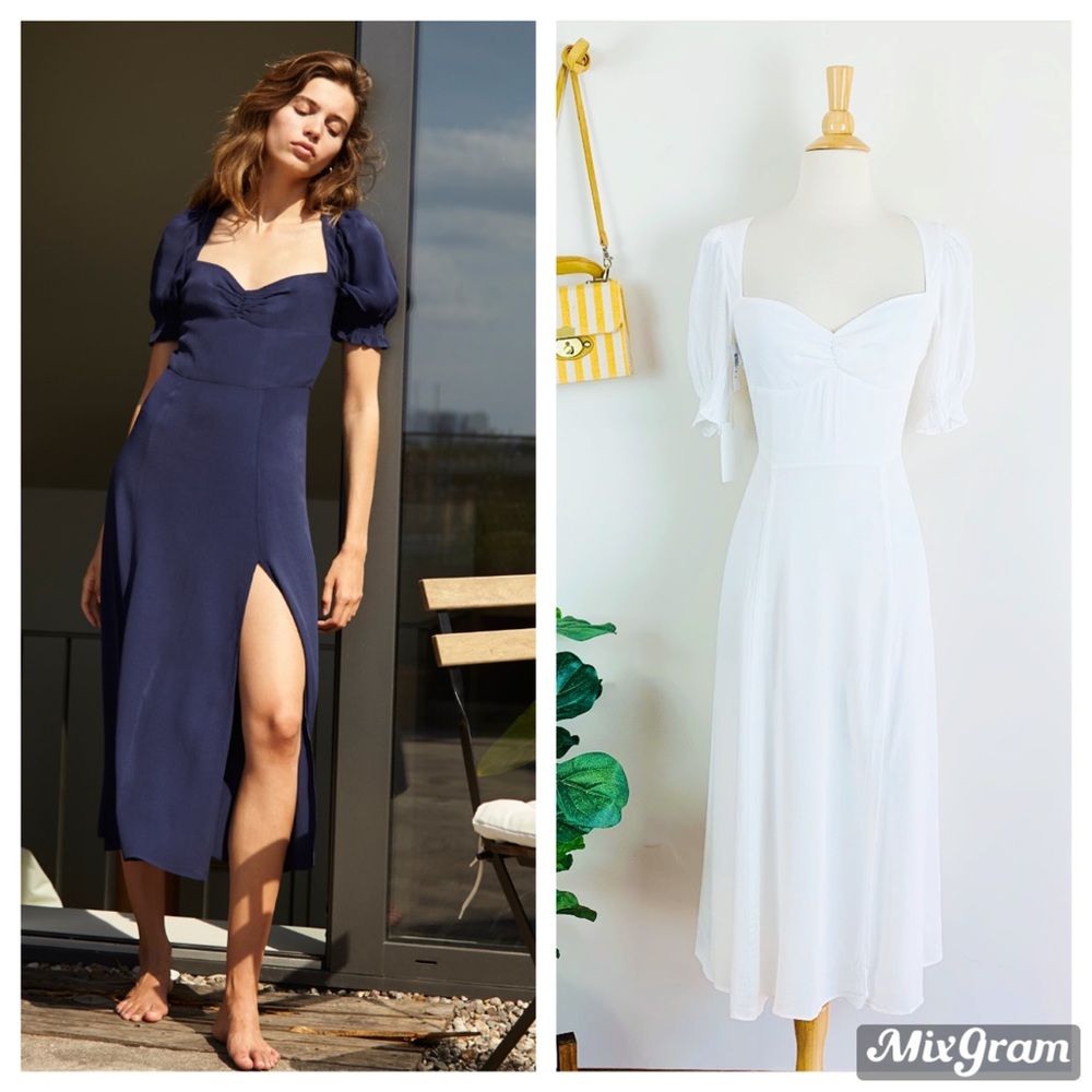 NEW Aritzia white ruffle sleeves tome dress